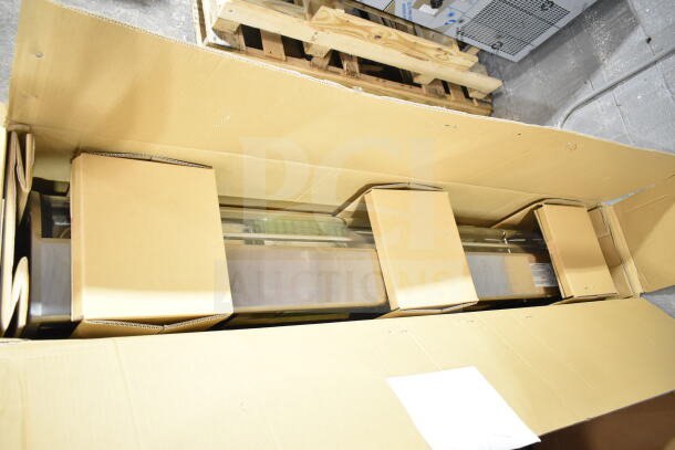 Brand new 2021 Hoshizaki HNC-210BA-L-SLH sushi display case in packaging, scratch and dent, 83", curved glass.
