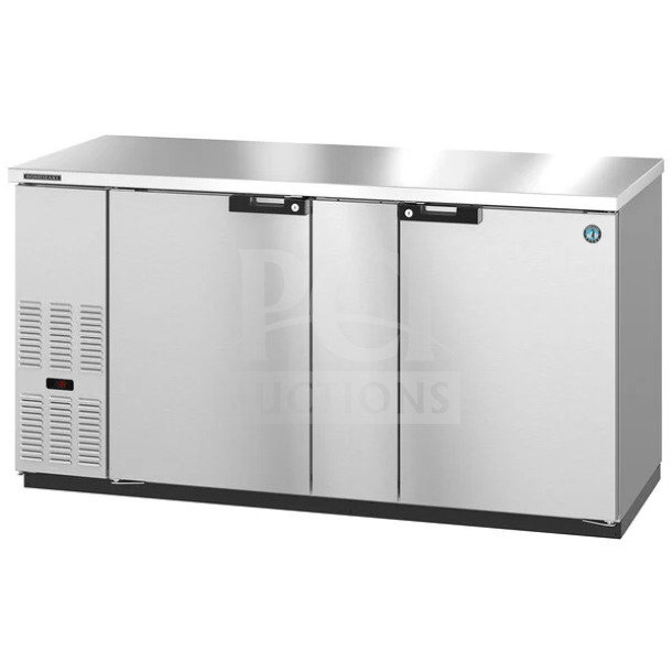 Hoshizaki BB69-S stainless steel back bar refrigerator, 69.5", late model, 115V, 1 phase, brand new with minor dents.