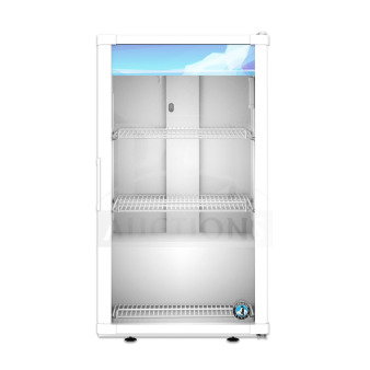 Brand new Hoshizaki RM-7-HC-WHT countertop refrigerator, single section glass door merchandiser, 2024 model, 115V, 1 phase.