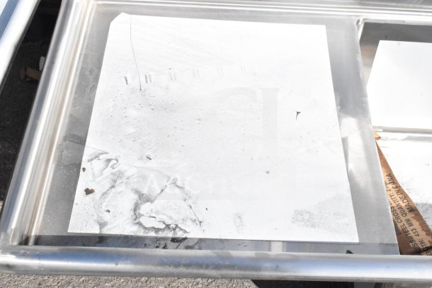 BRAND NEW Regency 600S22424224 commercial 2 bay sink with dual drain boards, stainless steel, scratch and dent condition.