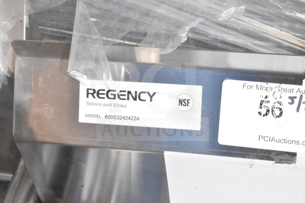 Brand new Regency 600S32424224 commercial 3 bay sink with dual drain boards, scratch and dent condition, NSF certified.