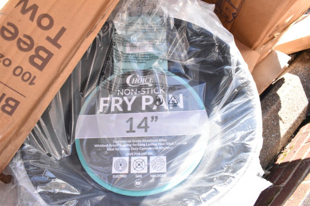 Choice 14" Non-Stick Fry Pan, commercial grade aluminum, new in packaging, suitable for electric, gas, halogen.