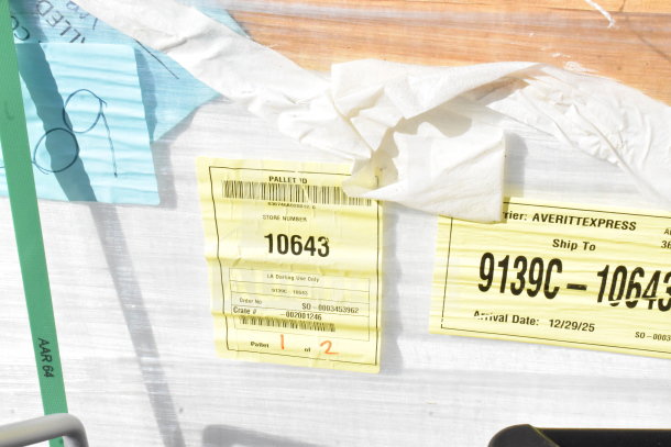 BRAND NEW SCRATCH AND DENT Security Case 35352944C052, labeled "Store Number 10643," visible shipping labels.