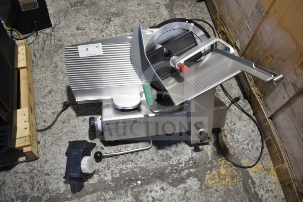 BRAND NEW 2025 Bizerba commercial meat slicer with blade sharpener. Scratch and dent condition. 120V, 1 Phase.