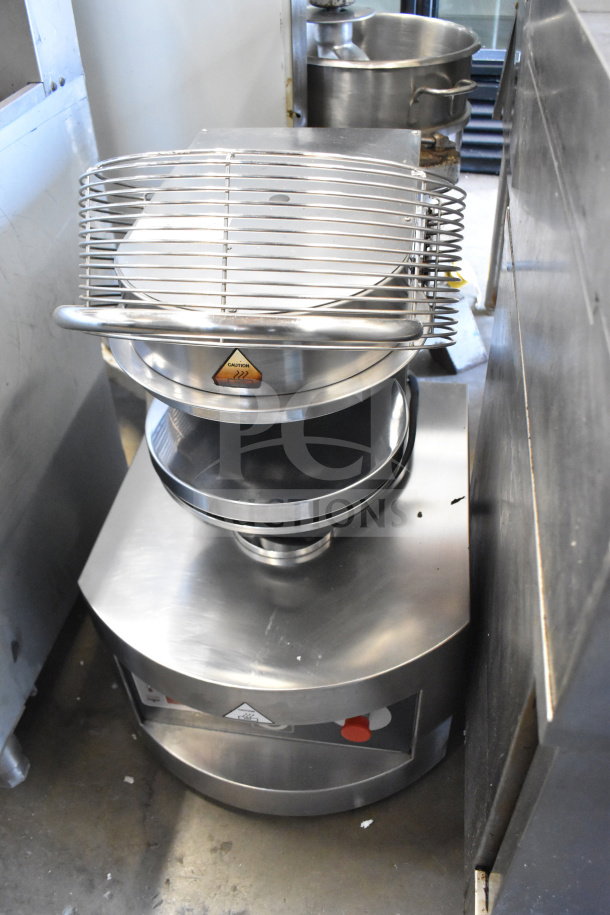 2017 Cuppone PZF/30DS-B6-US commercial dough press, stainless steel, 208V, 3 phase, excellent condition, safety guard.