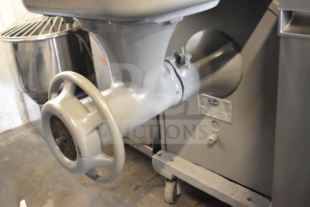 Hobart 4442 Commercial Meat Grinder, 220V, 3 Phase. Sturdy steel build, excellent condition, visible label with model details.