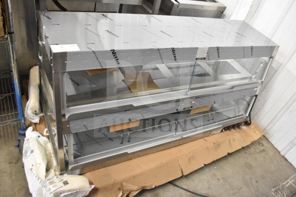 Hatco GRHD-4PD Glo-Ray Dual Shelf Merchandiser, brand new, stainless steel, 58.5", scratch and dent condition, 120/240V, 1 phase.