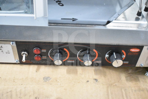 Hatco GRHD-4PD Glo-Ray Merchandiser, stainless steel, dual shelf, controls visible, 120/240V, brand new, minor cosmetic flaws.