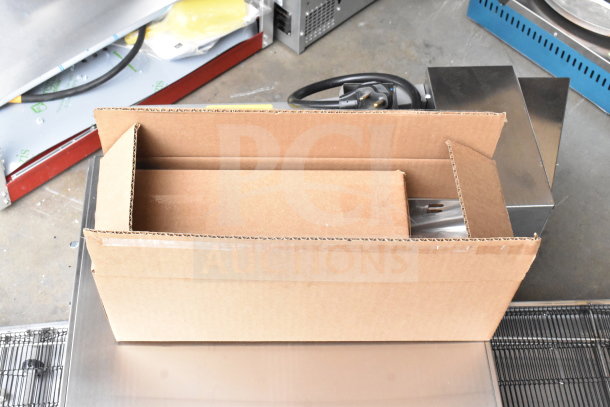 Hatco GRHD-4PD Glo-Ray dual shelf merchandiser in box, stainless steel, scratch and dent condition, 120/240V, 1 Phase.