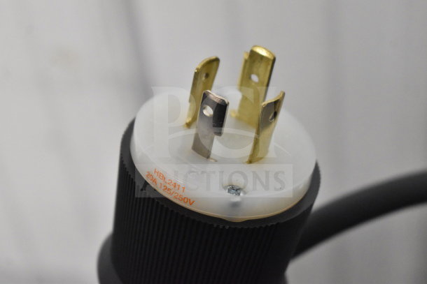 BRAND NEW Hatco GRHD-4PD Glo-Ray Merchandiser plug, 120/240V, with visible markings "HBL 2411 20A 125/250V".
