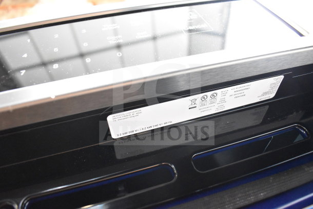 Brand new KitchenAid KOES530PPS01 convection oven control panel, showing voltage specifications and UL certification label.