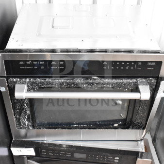 BRAND NEW! 2026 KoolMore KM-CWO24-SS convection oven with microwave, stainless steel, broken glass visible, 120V, 1 phase.