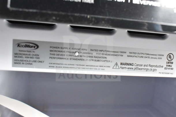 KoolMore KM--MD-1SS stainless steel convection oven with microwave. Power: 120V, 1 Phase. Manufacture date: 2026.