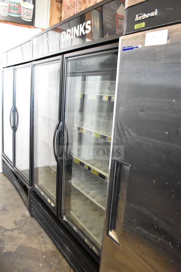 2019 True GDM-49-HC commercial 2-door cooler merchandiser, 115 volts, 1 phase, tested and working, shelves visible.