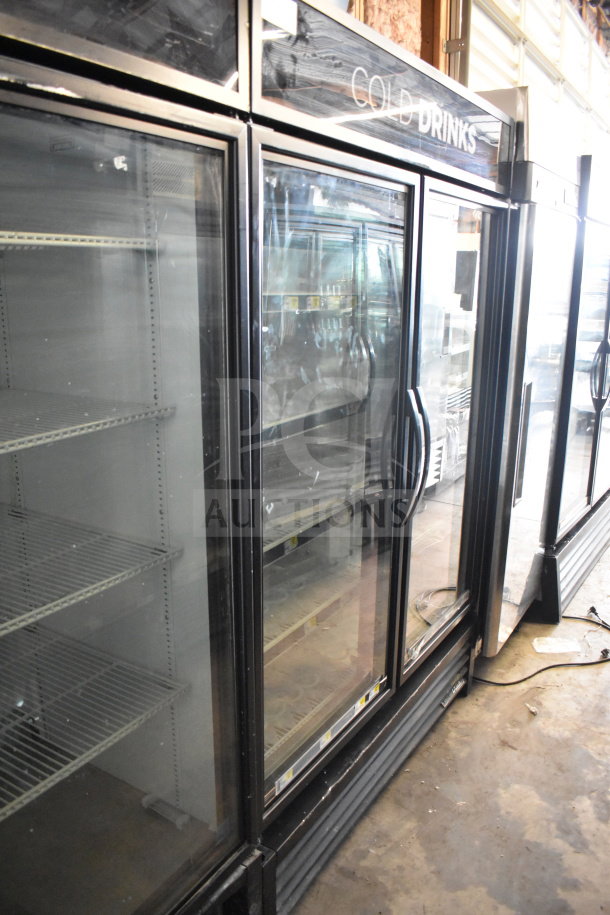 2019 True GDM-49-HC 2-door reach-in cooler merchandiser, 115V, 1 phase, tested and working, for cold drinks display.