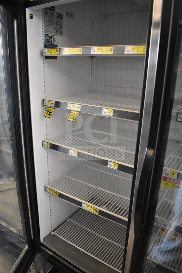 2019 True GDM-472F-HC commercial freezer, 3-door, tested, working, shelves with price tags, 115/208-230V, 1 phase.