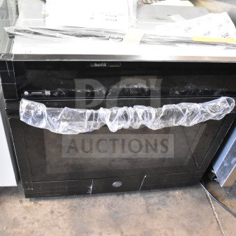 General Electric GE JTS5000DV2BB convection oven, brand new with broken glass. Black finish, commercial model.