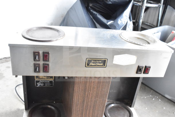 Bunn VPS Commercial Coffee Machine, stainless steel, dual warmers, model etchings visible, used condition.