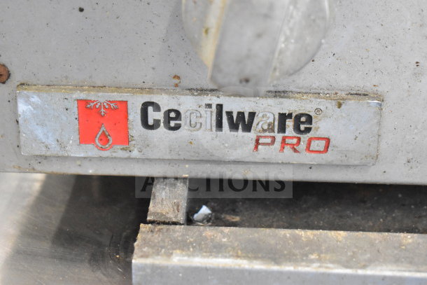 Cecilware Pro Commercial Gas Charbroiler Grill, stainless steel, visible wear, logo plate with brand name and emblem.