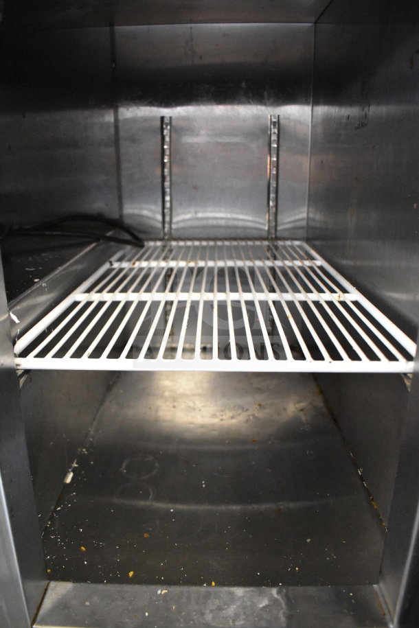 2021 Cooltech CTR-36LB commercial cooler, 2 doors, undercounter design, 115 volts, visible interior shelving, used condition.