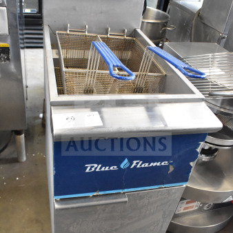 Blue Flame BFF-40-NG commercial deep fat fryer with two baskets, 90,000 BTU, natural gas, used condition.