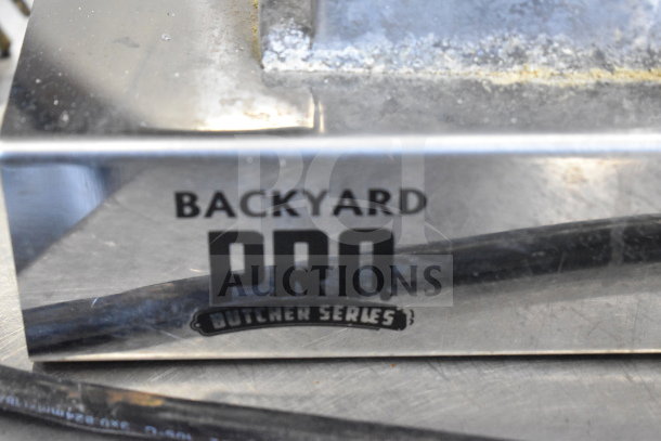 Backyard Pro 554BSG12 Butcher Series #12 Electric Meat Grinder, 120V, visible branding on metal surface.