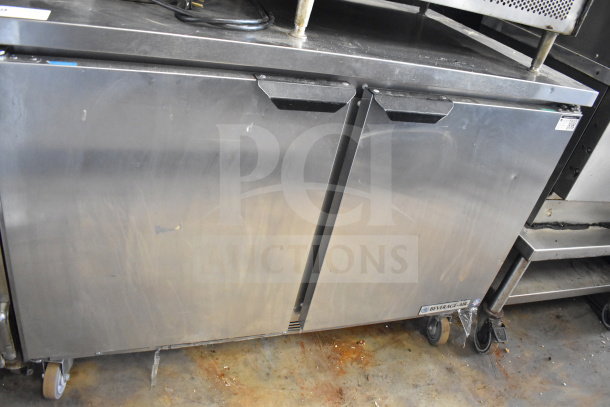 Beverage Air WTRF48A-1-SA-A commercial undercounter freezer on casters, stainless steel, 115V, dual-door, used condition.