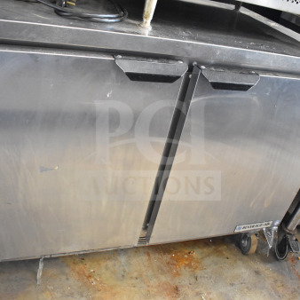 Beverage Air WTRF48A-1-SA-A commercial undercounter freezer on casters, stainless steel, 115V, dual-door, used condition.
