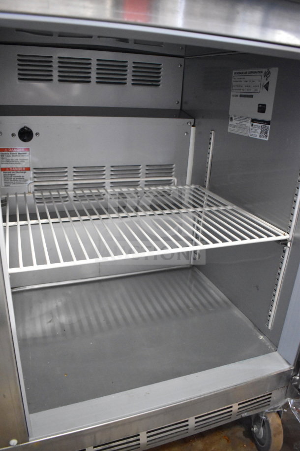 Beverage Air WTRF48A-1-SA-A undercounter freezer, commercial casters, 115V, 1 Phase, interior shelves, clean condition.