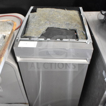 Sharp Undercounter Dishwasher, 115V, 1 Phase. Stainless steel, insulation visible, moderate wear.