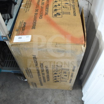 Whirlpool WFP2715HC0 15.5" Chrome Shadow laundry pedestal in original box with storage drawer, new.