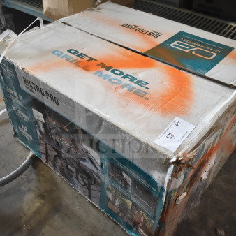 IN ORIGINAL BOX! Bistro Pro G22201 25302161 Gas Grill in unopened packaging; box shows slight wear and label detailing model.