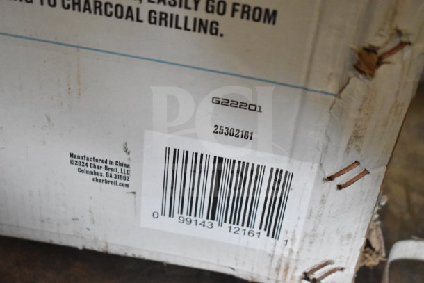 IN ORIGINAL BOX! Bistro Pro G22201 25302161 Gas Grill, new with visible barcode and manufacturing details.