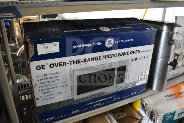 IN ORIGINAL BOX! General Electric GE JVM3160RTSS Over the Range Microwave Oven, 1.6 cu. ft., 1000 watts, new condition.