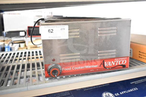 Avantco 177W50CKR countertop food warmer, stainless steel, 120 volts, 1 phase, features adjustable dial and visible label.