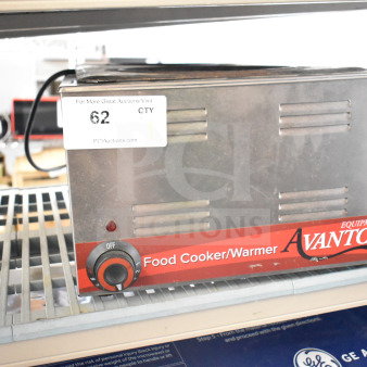Avantco 177W50CKR countertop food warmer, stainless steel, 120 volts, 1 phase, features adjustable dial and visible label.
