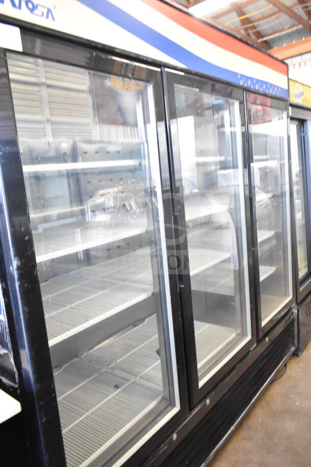 2020 MCF8724GR Commercial 3 Door Reach-In Cooler Merchandiser, 115 Volts, 1 Phase, excellent condition, spacious interior.