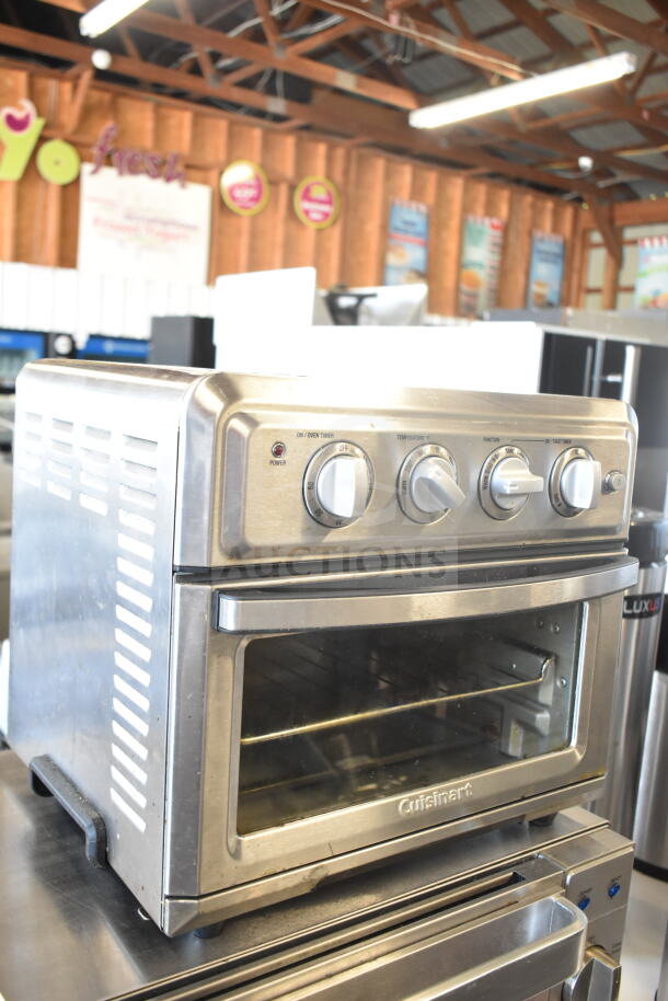 Cuisinart TOA-60 Countertop Toaster Oven Air Fryer, 120V, silver, multiple dials, glass door, used condition.