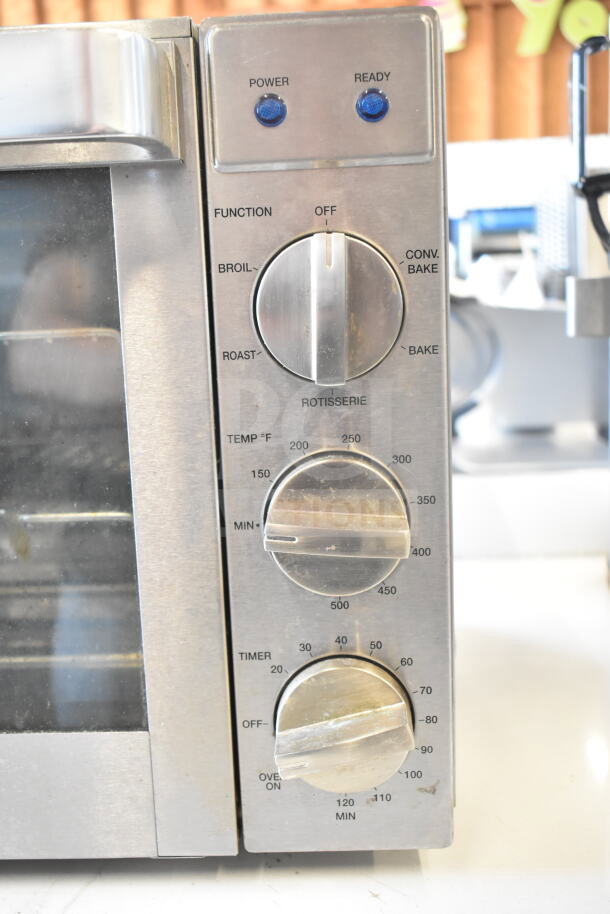 Waring countertop toaster oven air fryer with multifunction dials, 120 volts, stainless steel finish, excellent condition.