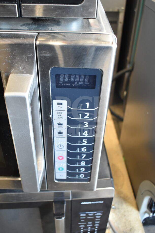 2019 Amana RCS10TS commercial countertop microwave oven, 120 volts, digital control panel, stainless steel finish.
