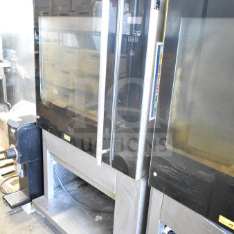Fri-jado TDR 7-P stainless steel rotisserie oven with glass door, on commercial casters. Electric, 208V, 3-phase.