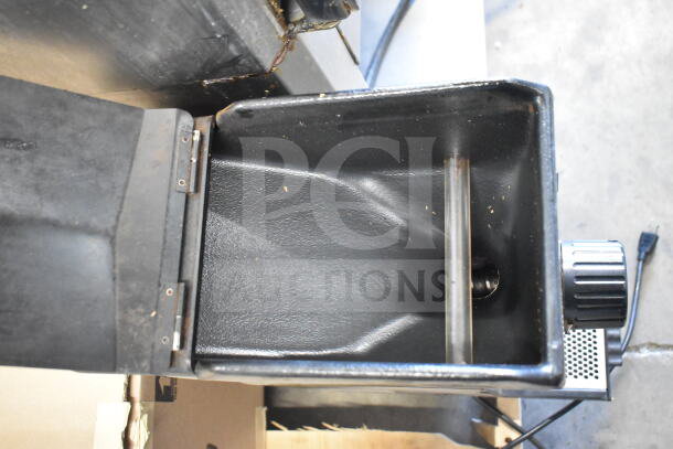 2022 Bunn G3 HD Commercial Coffee Grinder, 120V, showing internal hopper condition. Used, visible wear with functional parts.