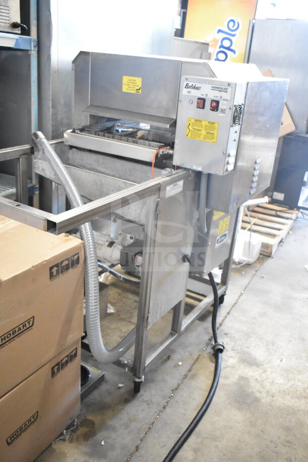 Belshaw TG50 commercial thermoglazing station with casters, 208 volts, 1 phase, stainless steel, excellent condition.