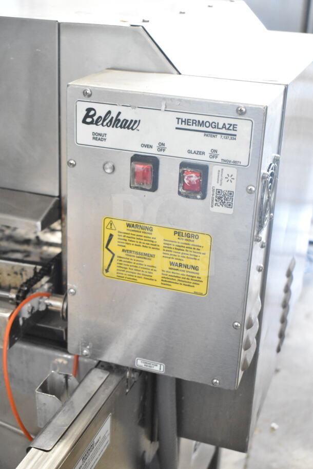 Belshaw TG50 Commercial Thermoglazing Station, 208V, 1 Phase, stainless steel, with control panel and warning labels.