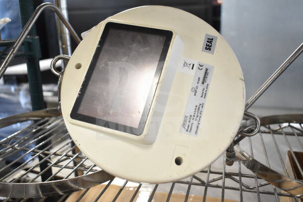 Detecto SCS30 hanging produce scale with digital display and two metal components, model label visible, in good condition.
