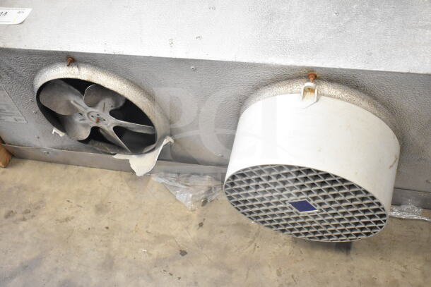 Bohn HS-26-90A evaporator fan, 115V, 1 phase, visible wear, intact fan blades, labeled with model details.