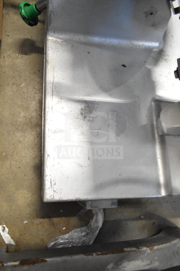 Primo Commercial Countertop Meat Slicer, missing arm, 115 volts, 1 phase, visible surface wear, stainless steel finish.
