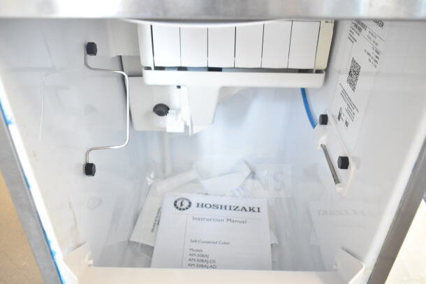 BRAND NEW Hoshizaki AM-50BAJ-DS icemaker, 2024 model, top hat cuber, 115 volts, 1 phase. Includes instruction manual.