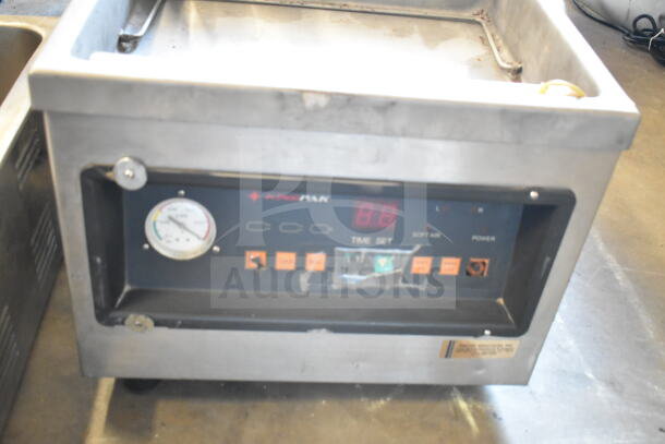 Kingpak KVP 400 Commercial Countertop Vacuum Sealer, 110V, 1 Phase. Features control panel with digital display and pressure gauge.