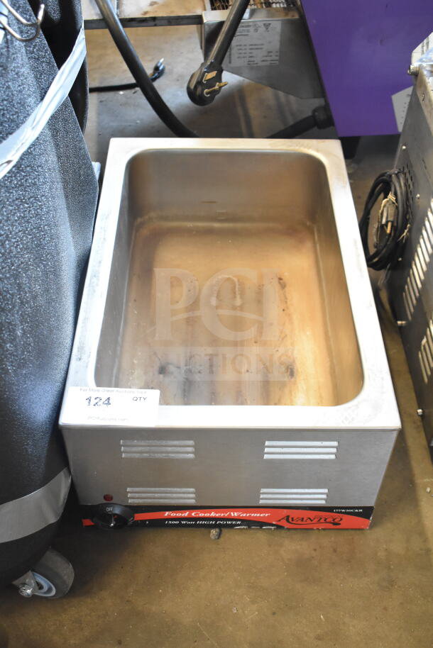 Avantco 177W50CKR Commercial Countertop Food Warmer, 115V, stainless steel, used condition, visible power settings and model label.